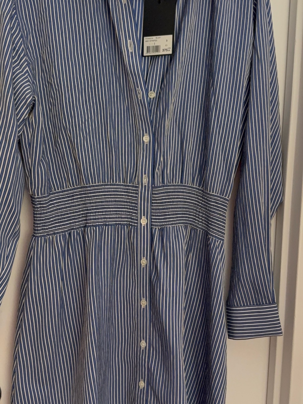 The Kooples Blue & White Striped Long Sleeve Shirt Dress
